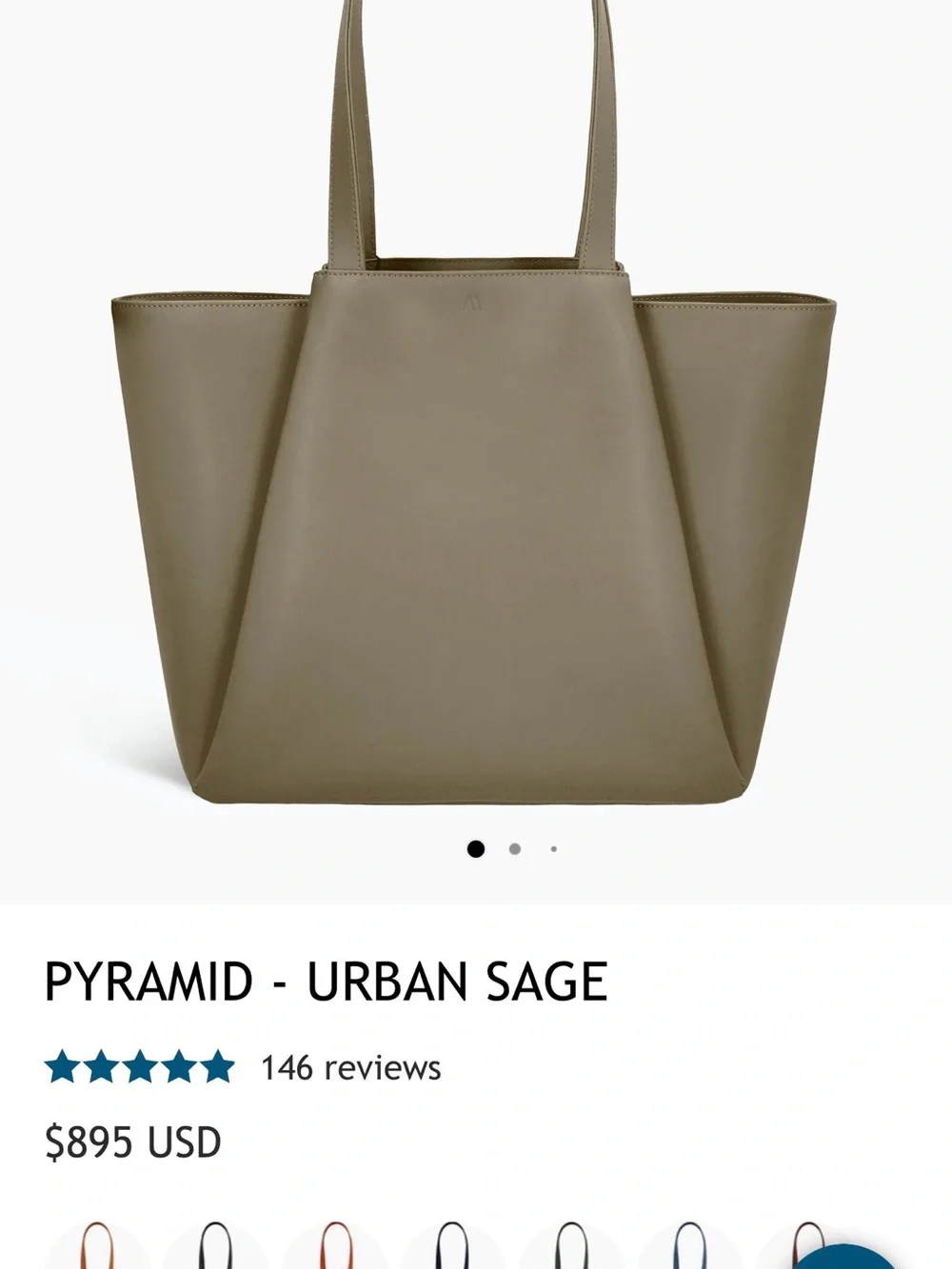 KAAI Pyramid Luxury Italian Leather Work Laptop Tote Bag - Urban Sage (green)